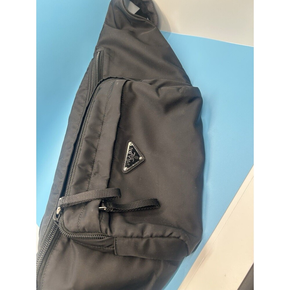 Prada Marsupio Tessuto Nylon Triangle Logo Black Belt Bag 2VL005